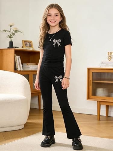 Afsmlys Tween Girls Clothes T-Shirt Top + Pants 2pcs Outfit Set Teen Girl Spring Summer Clothing, Size 7-16 Years thumbnail 2