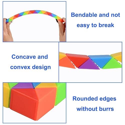 GOLDGE 24 Pack Mini Fidget Snake Cube Puzzle Toys - Party Favors & Goodie Bag Fillers for Kids & Teens - Rainbow Colors - Bulk Birthday & Back to School Gifts - Stocking Stuffers thumbnail 3