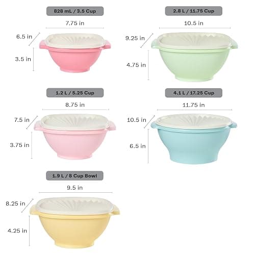 Tupperware Heritage 36-Piece Vintage Pastel Set (18 Containers + 18 Lids) | Plastic Food Storage Containers with Secure Lids, BPA-Free Materials, & Dishwasher-Safe for Kitchen Storage or Meal Prep thumbnail 5