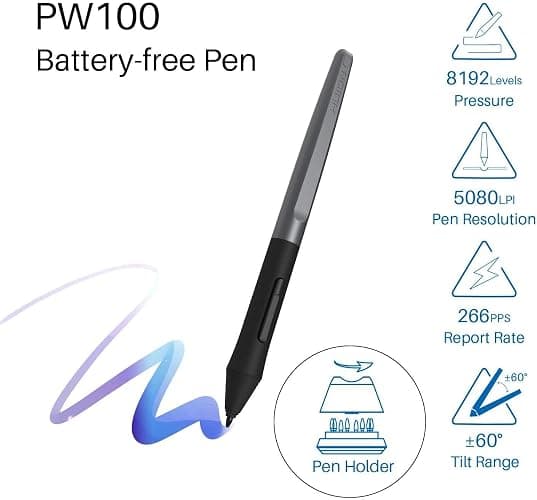 HUION Inspiroy H950P Drawing Tablet, 8x5 inch Digital Art Tablet with Battery-Free Stylus, 8192 Pen Pressure, Tilt, 8 Hot Keys, Graphic Tablet for Design, Writing, OSU, Work with Mac, PC, Mobile thumbnail 4