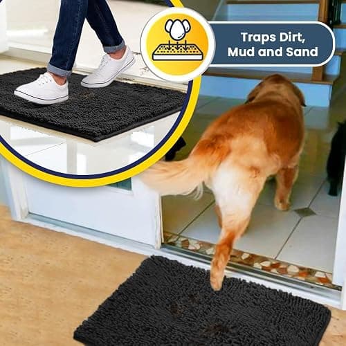 Muddy Mat® Original Dog Door Mat for Muddy Paws, Super Absorbent Microfiber, Non-Slip Washable Pet Rug, Quick Dry Chenille Entryway Carpet, Machine Washable Indoor Outdoor mat, Charcoal 19"x30" thumbnail 6