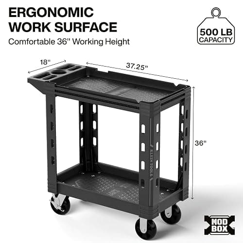 Klein Tools MODBox Service Utility Cart, 18-Inch Width, 6-Inch Wheels, Rolling Storage Cart, Heavy Duty 500lb Capacity for Office, Jobsite or Warehouse thumbnail 2