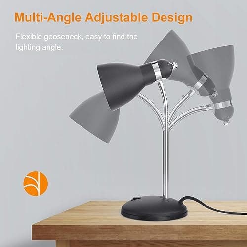 LEPOWER Metal Desk Lamp, Eye-Caring Table Lamp, Study Lamps with Flexible Goose Neck for Bedroom, Home Office (Matte Black) thumbnail 6