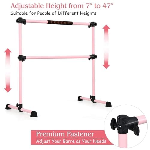 GOFLAME Ballet Barre Portable Double, 4FT Freestanding Ballet Barre Adjustable, Heavy Duty Dancing Stretching Ballet Bar for Home, Dance Barre, Fitness Ballet Bar (Pink) thumbnail 8
