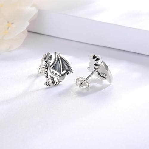 925 Sterling Silver Dragon Highland Cow Axolotl Horse Penguin Fox Manatee Pig Bunny Earrings Stud Hypoallergenic Cute Animal Jewelry Gifts for Women thumbnail 2
