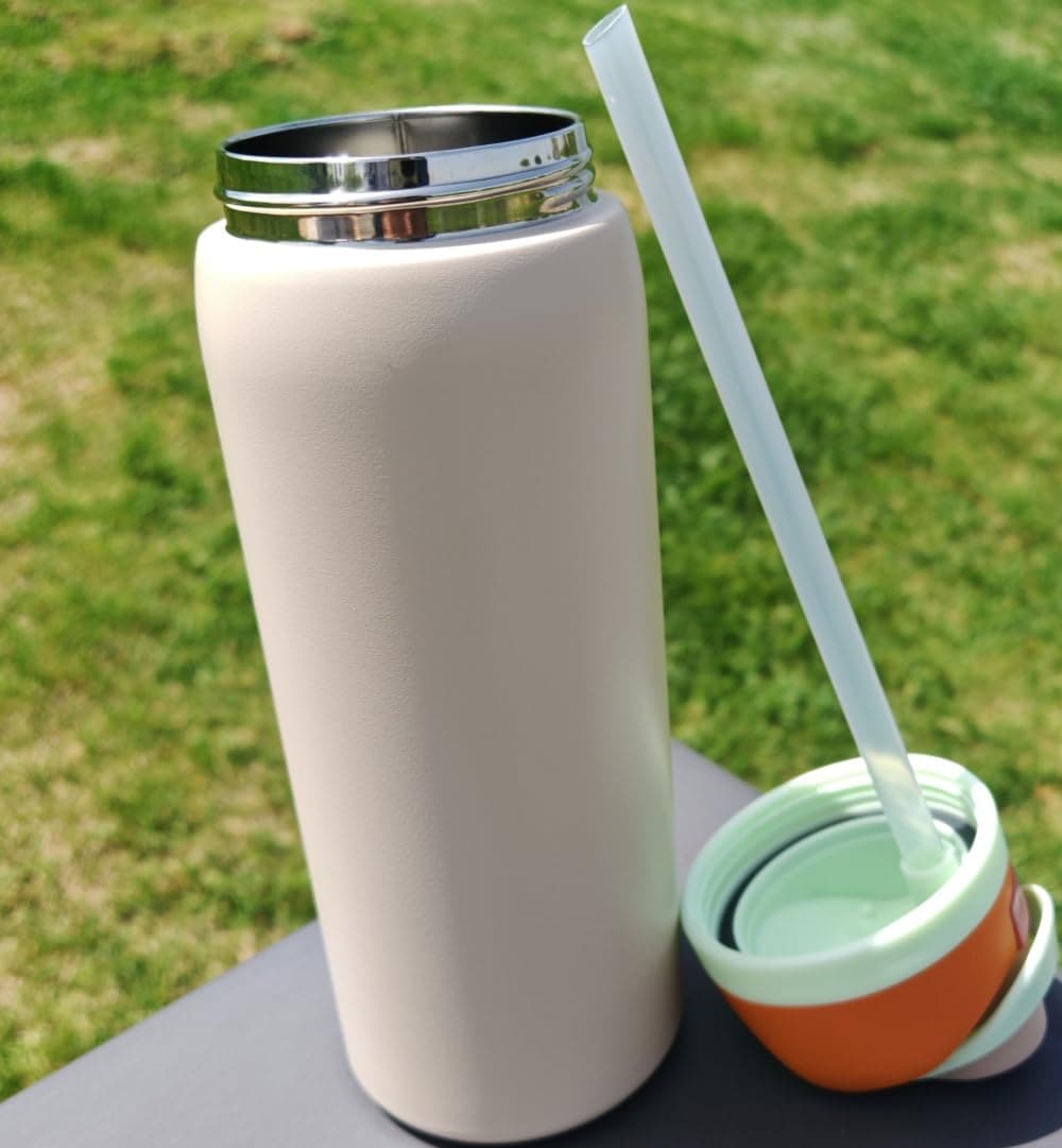 900ml Insulated Stainless Steel Water Bottle with Straw for Outdoor Sports Travel BPA Free Leakproof Car Bottles … (Rose Quartz) thumbnail 5