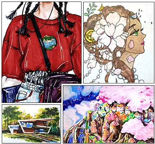 Dual Tip Alcohol Based Art Markers, Lineon 30 Colors Alcohol Marker Pens Perfect for Kids Adult Coloring Books Sketching and Card Making thumbnail 7