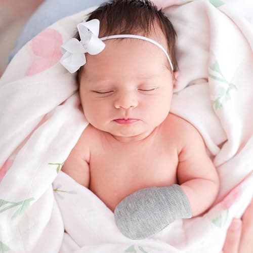 BQUBO Newborn Infant Mittens No Scratch Cotton Elastic Wrist Gloves Hypoallergenic for 0-6 Months Baby Boys Girls thumbnail 3