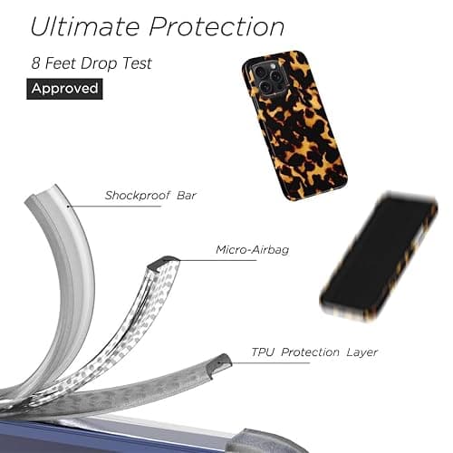 uCOLOR Compatible with iPhone 12/12 Pro Case [8 ft Drop Tested] Compatible with MagSafe - Protective Luxury Designer Mag Series Cases (Tortoise Shell) thumbnail 7