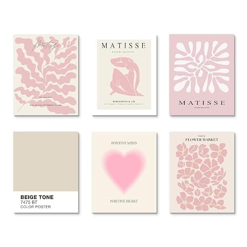 Habseligkeit Pink Matisse Wall Art Prints, Abstract Wall Art Exhibition Posters, Vintage Wall Art Prints, Retro Room Decor for Girl's Bedroom 11x14 inch, Unframed thumbnail 4