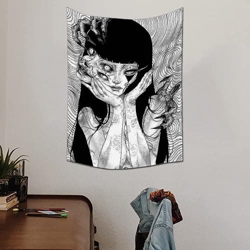 EWRITN Canvas Anime Tomie Revenge Junji Ito Tapestry, Hanging Dorm Party Backdrop Decorations Home Decorations for Living Room Bedroom(60 x 40 in) thumbnail 5