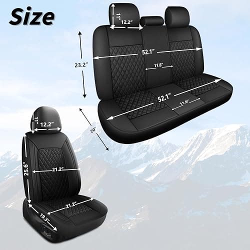 HChengkikz Car Seat Cover,Breathable and Waterproof Leather Seat Covers,Luxury PU Universal Fit Automotive Airbag Compatible for Cars Sedans SUV and Trucks(2 Pieces,Front Seat,Black,N1) thumbnail 6