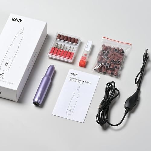 GAOY Electric Nail Drill for Acrylic and Gel, USB Electric Nail File, Portable Efile with Drill Bits, Manicure Pedicure Tools for Home Salon, Purple thumbnail 7