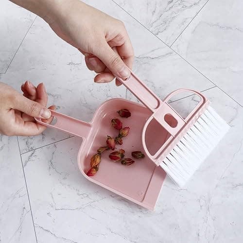 Mini Plastic Dustpan and Brush Set, Mini Dust Pans with Brush, Mini Hand Broom and Dustpan Set for Table, Desk, Keyboard, Cars(blue) thumbnail 2
