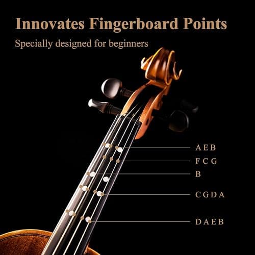 Eastar 4/4 Full Size Violin Set Matte Fiddle for Beginners Adults with Hard Case, Rosin, Shoulder Rest, Bow, Tuner and Extra Strings (Imprinted Finger Guide on Fingerboard), EVA-3 thumbnail 2