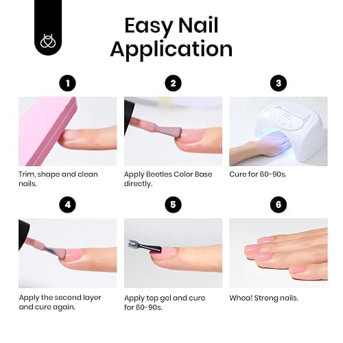 Beetles Base Color Gel Nail Polish, 6 Colors Nude Gel Polish Pink Peach Pink Nail Polish Neutral Sheer French Tips Base Colors for Nails Base Coat Soak Off Nail Art Manicure DIY at Home Gift for Women thumbnail 8