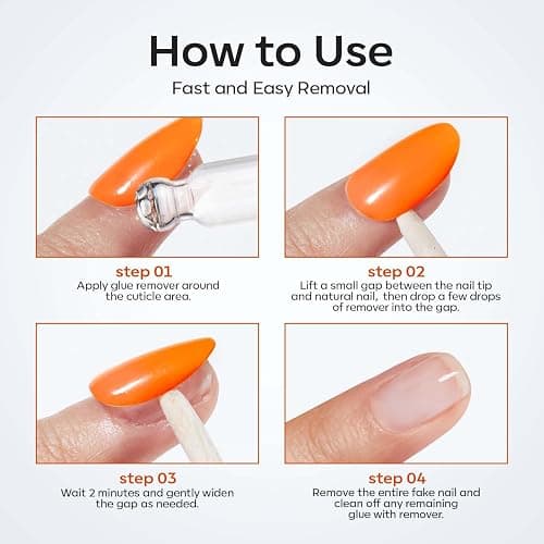 Modelones 50 ML Nail Glue Remover for Press On Nails, Upgrade Clear Stick On Nails Remover for Acrylic Tips, Nail Polish Remover with Wood Stick thumbnail 8