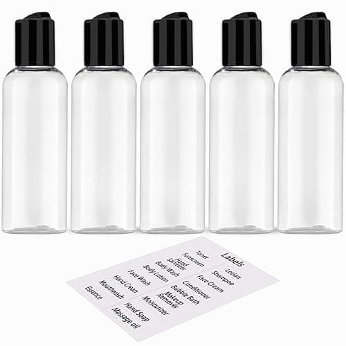 DNSEN 5 Pack 3.4 oz Travel Bottles for Toiletries TSA Approved Leakproof Plastic Empty Travel Size Bottles Containers with Labels - Image 1
