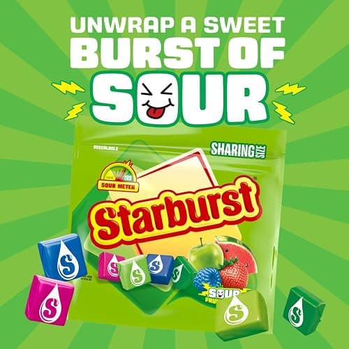 STARBURST Sour Chewy Candy Individually Wrapped Fruit Chew, Sharing Size, 15.6 Oz Resealable Bag thumbnail 5