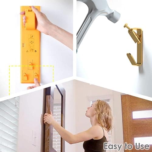 100 lb Picture Hangers, Picture Hooks for Hanging Pictures, 20Pcs Frame Hooks Picture Hangers Heavy Duty Hardware Hanger Kit Wooden Wall Painting Hangers Hooks and Nails for Pictures thumbnail 4