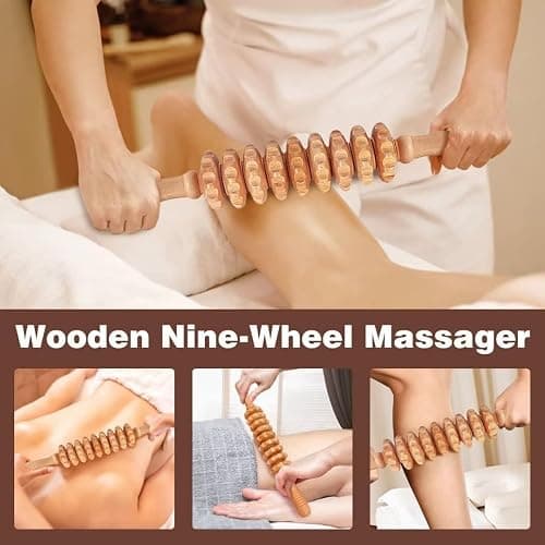 JUANWAN 10-in-1 Wood Therapy Massage Tools Gua Sha Wooden Massager for Body Shaping Massage Tool Set Wood Therapy Tools for Relieving Muscle Pain Body Lymphatic Drainage Massager Anti-Cellulite thumbnail 3