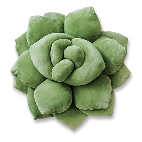 Green Philosophy Co. Succulent® Pillow 16" – Soft 3D Decorative Flower Throw Pillow, Unique Olive Green Plush Flower Cushion, Perfect for Couch, Sofa, Bedroom Decor, Gift for Plant Lovers - Image 1