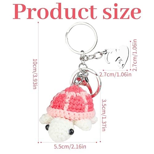 2pcs Turtle Keychain for Lovers Women Cute Crochet Key Chains for Handbags Tote Bags Car Charms Purse Backpacks Personalized thumbnail 7