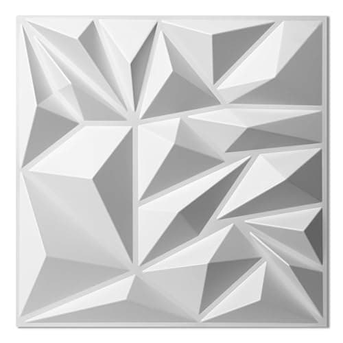 Art3d Lot de 33 panneaux muraux 3D pour décoration murale intérieure, panneaux muraux modernes texturés en losanges pour jeux,salon,TV,fond mural,30,5 x 30,5 cm,3㎡,blanc thumbnail 3