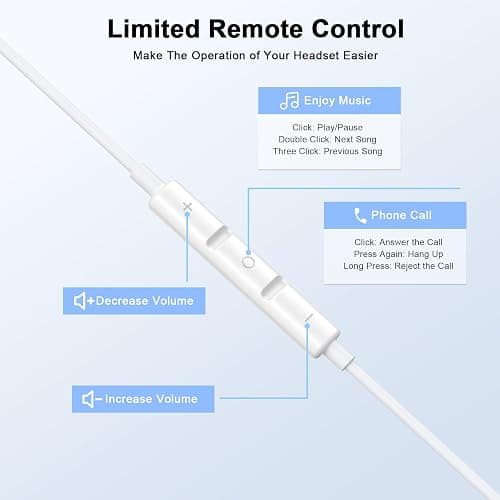 2 Pack for iPhone Headphones Wired Earbuds/Earphones with Built-in Remote to Control Music, Phone Calls, and Volume Compatible with iPhone 14 13 12 11 Pro Max XS XR X 8 7 6 thumbnail 2