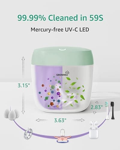 GROWNSY Pacifier Sanitizer Portable, UV Light Sanitizer on The Go, USB Charging Sanitizer Case, Mini Pacifier Sanitizer 99.99% Cleaned in 59 Seconds (Green) thumbnail 2