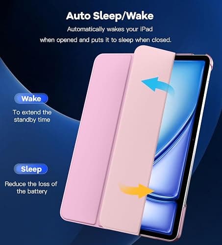 TiMOVO Case for iPad Air 13 Inch (M3/M2-2025/2024), Slim Stand Cover for iPad Air 13-inch, Support Touch ID, Auto Wake/Sleep Smart Shell with Translucent Back, Flowers Pink thumbnail 7
