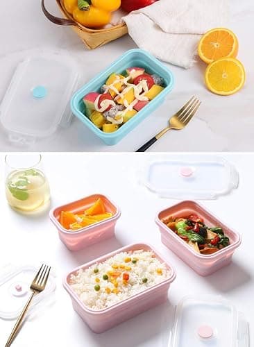 Alimat PluS Silicone Food Storage Containers with Lids, 3 Pack Set 27oz(800ml) Collapsible Meal Prep Lunch Containers, Microwave, Freezer and Dishwasher Safe thumbnail 7