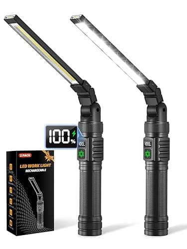 2Pack Magnetic Work Light, All Aluminum & 1500 High Lumens Rechargeable Work Light, 7 Mode & 360° Rotation Mechanic Light, Rechargeable Flashlight for Car Repairing, Emergency, Christmas Gifts for Men - Image 1
