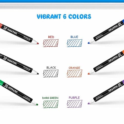 maxtek 24 Count Magnetic Dry Erase Markers, Fine Tip, 6 Colors Whiteboard Markers with Built-in Eraser, Low Odor Thin Markers thumbnail 6