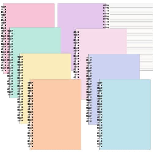 gisgfim 8 Pack Spiral Notebook A5 8.3 x 5.7 Inch College Ruled Spiral Journal Notebook 100 Pages/50 Sheets School Professional Journaling Notebooks for Business Work School Office Supplies(Colorful) - Image 1