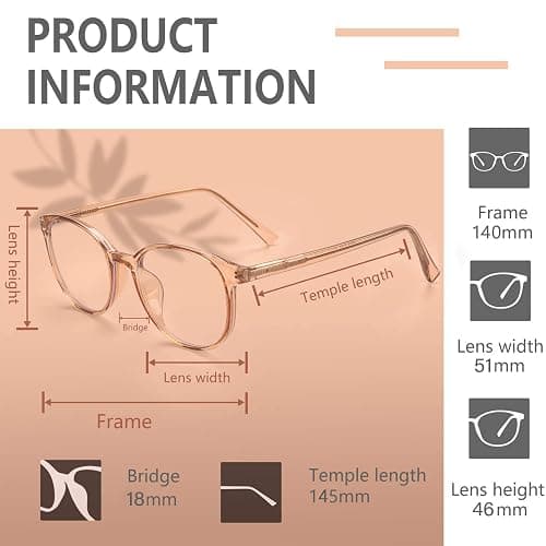 FONHCOO Blue Light Blocking Glasses Women Men Computer Eyeglasses,TR90 Fashion Round Transparent Anti Blue Light Glasses with Anti Eyestrain & UV Glare for Gaming & Reading (Shiny Champagne) thumbnail 5