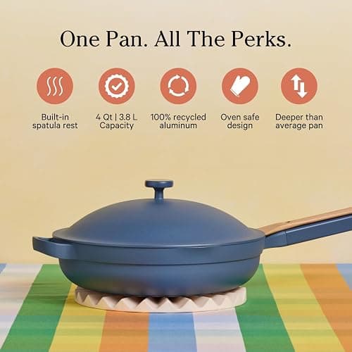 Our Place Large Always Pan 2.0-12.5” (4 Qt) Nonstick, Toxin-Free Ceramic Cookware | Patented 10-in-1 Aluminum Frying & Sauté Pan | Safe for Oven, Induction & All Cooktops up to 450°F | Blue Salt thumbnail 2