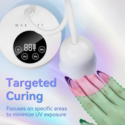 Makartt Mini UV Light for Gel Nails Polish Luminoza 30W Rechargeable LED Nail Dryer Lamp with 4 Timers & Auto Sensor, Fast Curing Goosenecks Lamp for Home DIY Manicure, Black & White thumbnail 7
