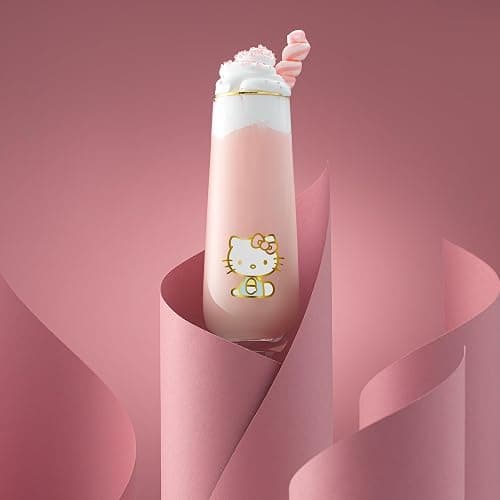 JoyJolt Hello Kitty Stay Gold Stemless Flutes, 9.4oz Drinking Glasses Set of 4, Sanrio Highball Glasses, Kawaii Hello Kitty Kitchen Glass Set Ideal for Water Juice Smoothies, Skinny Tall Glasses thumbnail 7
