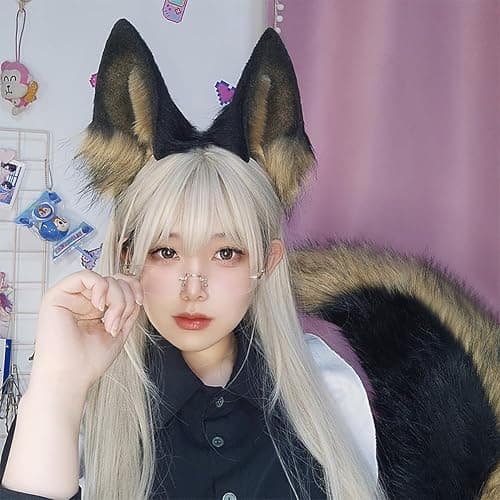JUNBOON Cat Wolf Fox Tail Faux Fur Ear Headband Set Adult Halloween Xmas Fancy Party Cosplay Costume Gifts thumbnail 7