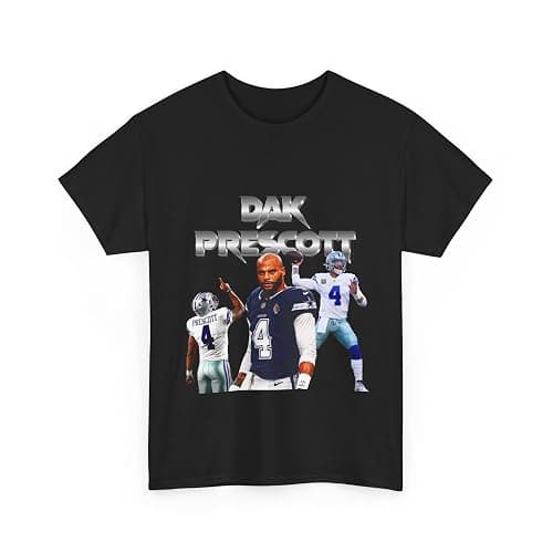 Unisex Heavy Cotton Tee Featuring Dak Prescott - Perfect for Sports Fans, Game Day, Fan Merchandise thumbnail 3