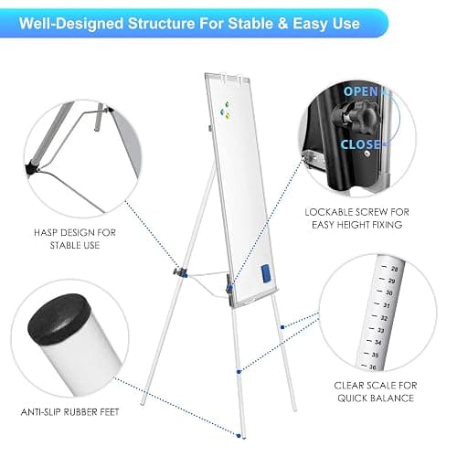 Easel Whiteboard - Magnetic Portable Dry Erase 36 x 24 Tripod Height Adjustable, 3' x 2' Flipchart Easel Stand White Board for Office or Teaching at Home & Classroom (36x24 White) thumbnail 4