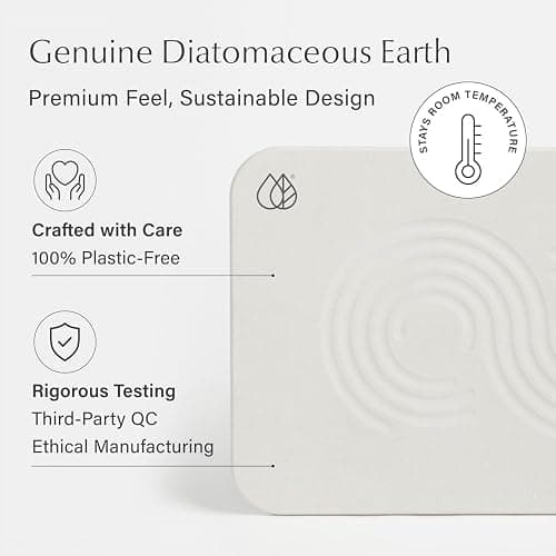 Dorai Home Stone Bath Mat - Premium Diatomaceous Earth Bath Floor Mats with Non-Slip Base, Fast-Drying Modern Shower Mat for Bathroom | Zen Sandstone - 23.6"x15.4" thumbnail 5