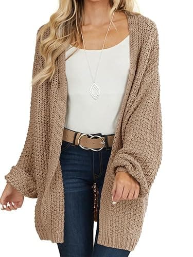 Maroway Womens Oversized Long Cardigan Open Front Knit Sweater | Long Sleeve, Solid Color, Chunky Knit,Casual Outerwear,Fall Winter Layering - Image 1