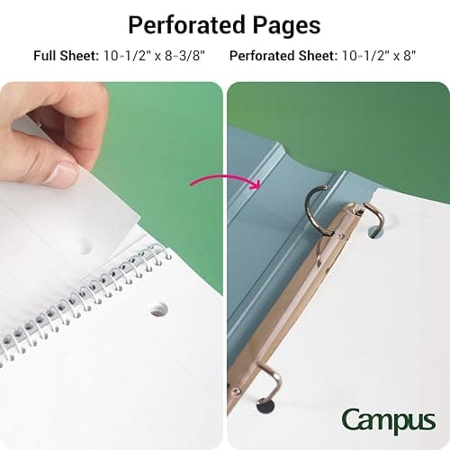 KOKUYO Spiral Notebook, 3 Pack Campus 10-1/2" x 8" Subject Notebooks with College Ruled, 80 Sheets, Pink Blue Green 3 Holes School Spiral Journal for Work Study Note Taking (WSG-SU-400G1×3) thumbnail 4