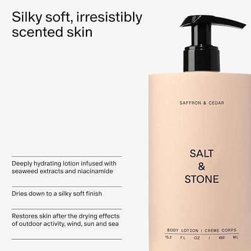 Salt & Stone Body Lotion for Women & Men | Hydrates, Nourishes & Softens Skin | Restores Dry Skin | Fast-Absorbing | Cruelty-Free & Vegan (Saffron & Cedar - 15.2 fl oz) thumbnail 5