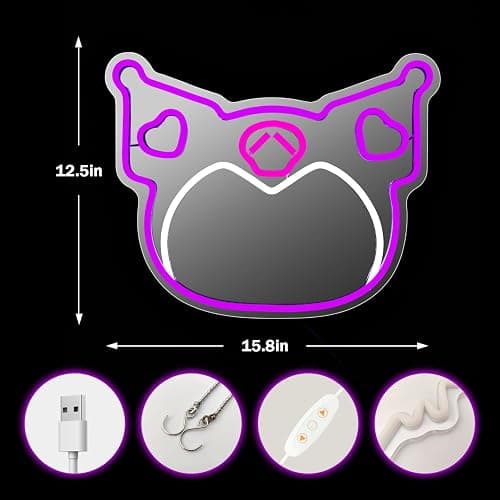 Anime Mirror Neon Sign Dimmable Led Neon Mirror Sign for Dresser Room Decor Anime Wall Neon Light Up Acrylic Bedroom Wall Locker Room Living Room thumbnail 2