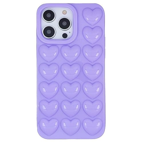 DMaos for iPhone 16 Plus Case for Women, 3D Pop Bubble Heart Gel Cover, Cute Girly for iPhone16 Plus 6.7 inch - Lavender - Image 1