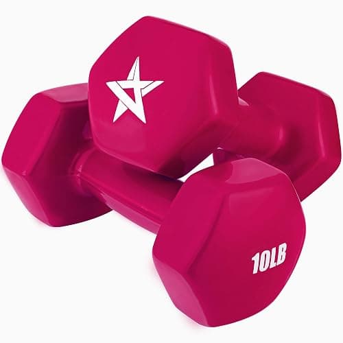Yes4All Vinyl Coated Dumbbell, Set of 2 Cast Iron Dumbbells, Hexagon Head Prevents Rolling, Color Coded 2-15 Lb, Hand Weight Sets for Cardio, Aerobics & Step Workouts - Image 1