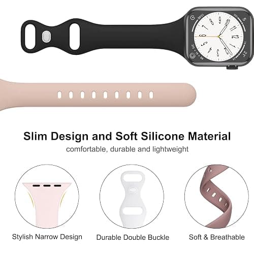 Sport Slim Silicone Bands Compatible for Apple Watch Band 38mm 42mm 40mm 44mm 41mm 45mm 46mm 49mm, Thin Narrow Replacement Strap Wristband for iWatch Series 11/10/9/8/7/SE/6/5/4/3/2/1/Ultra Women Men thumbnail 2